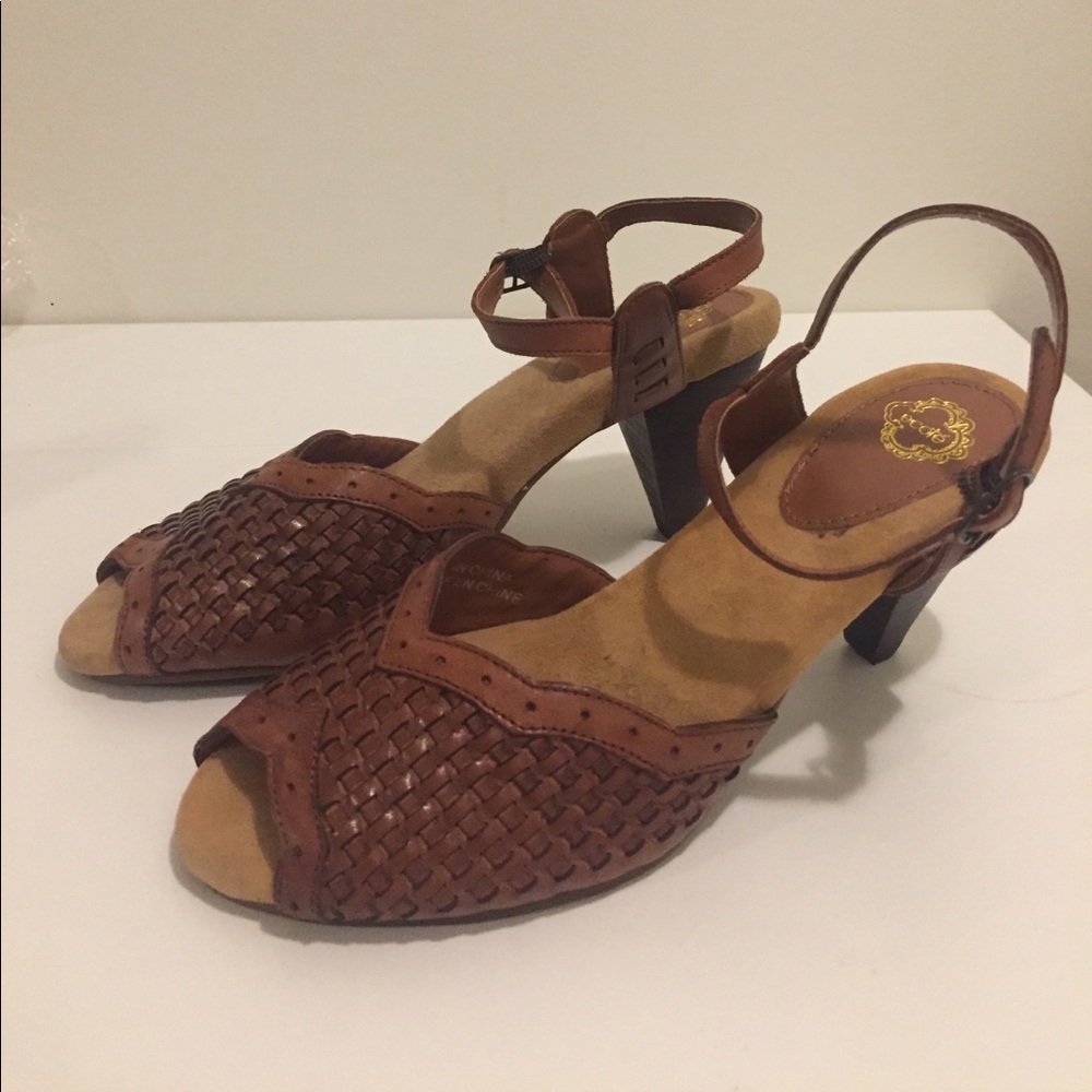 Woven Peep Toe Heels