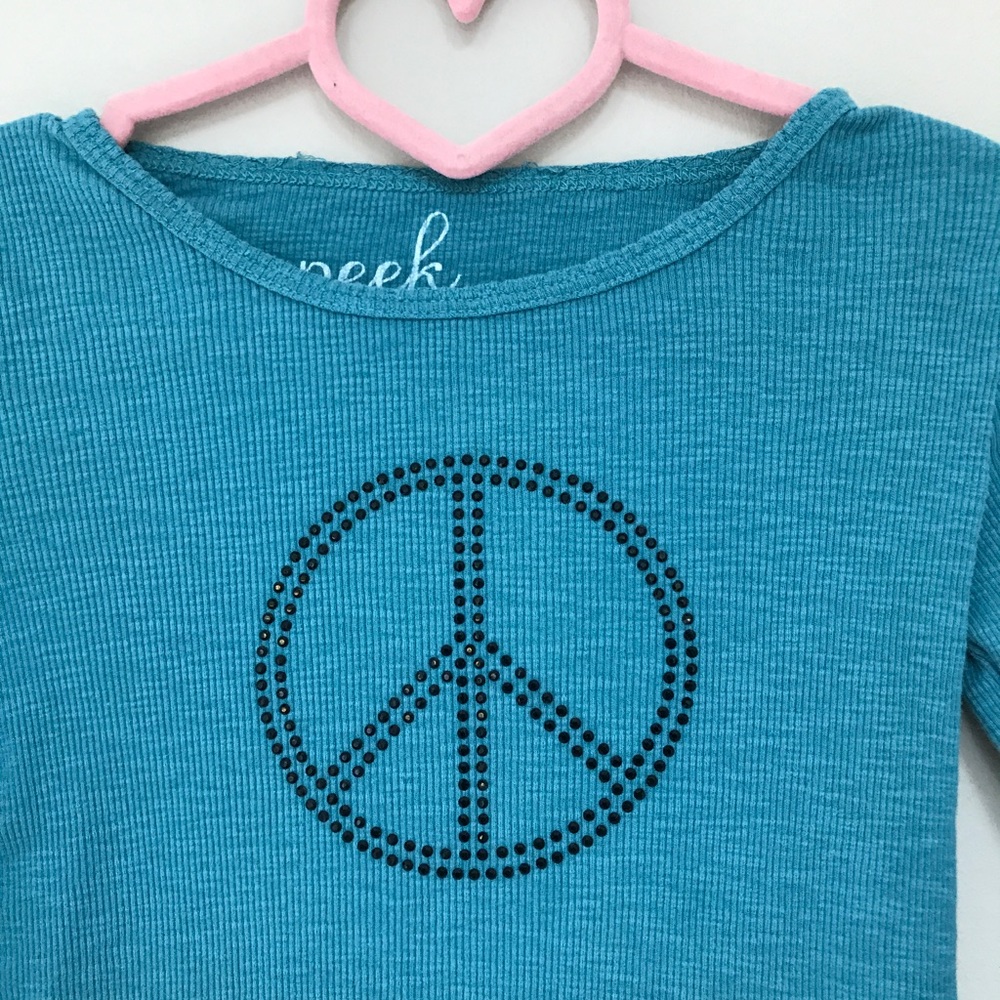 Limited edition peace rhinestone top by Peek 4-5
