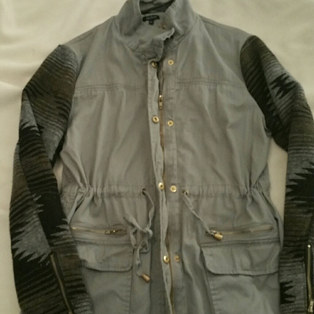 Gray cargo jacket cotton with wool arms