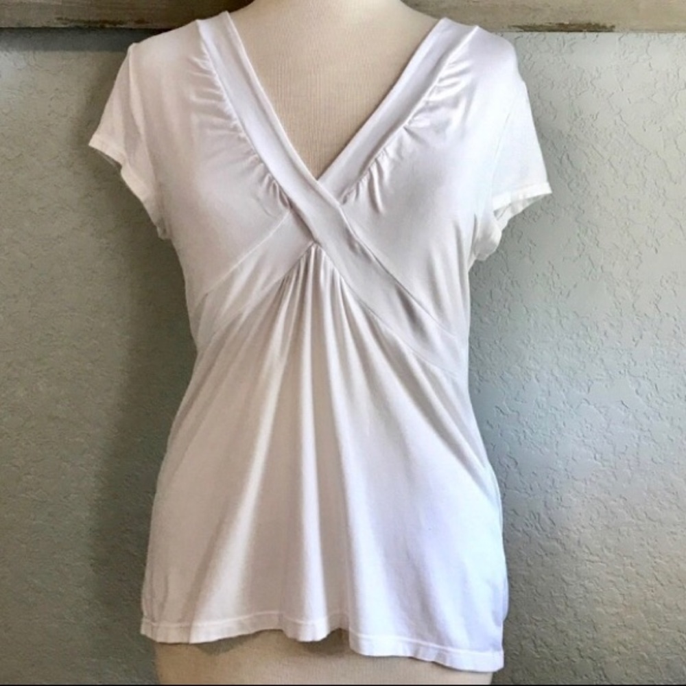 Anthro Ella Moss white babydoll style top