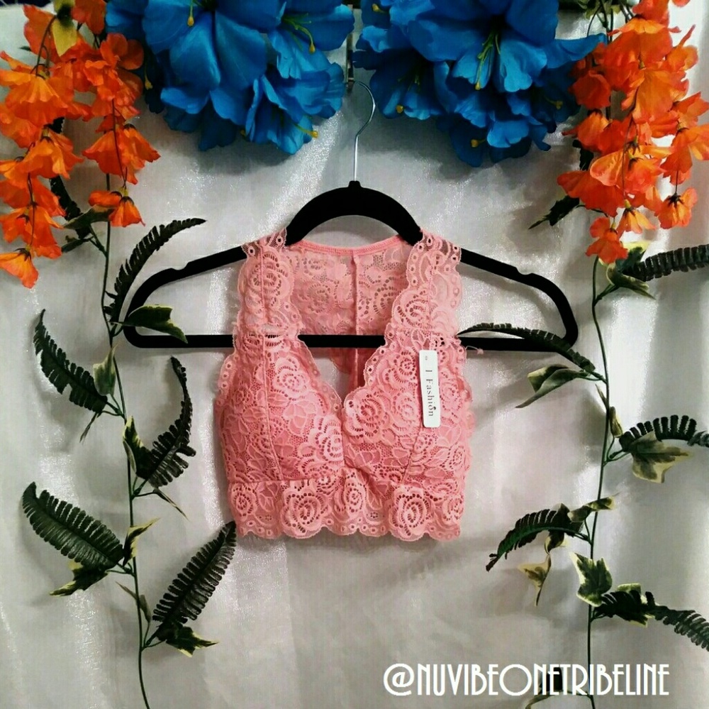 Pink Lace Floral Brallette