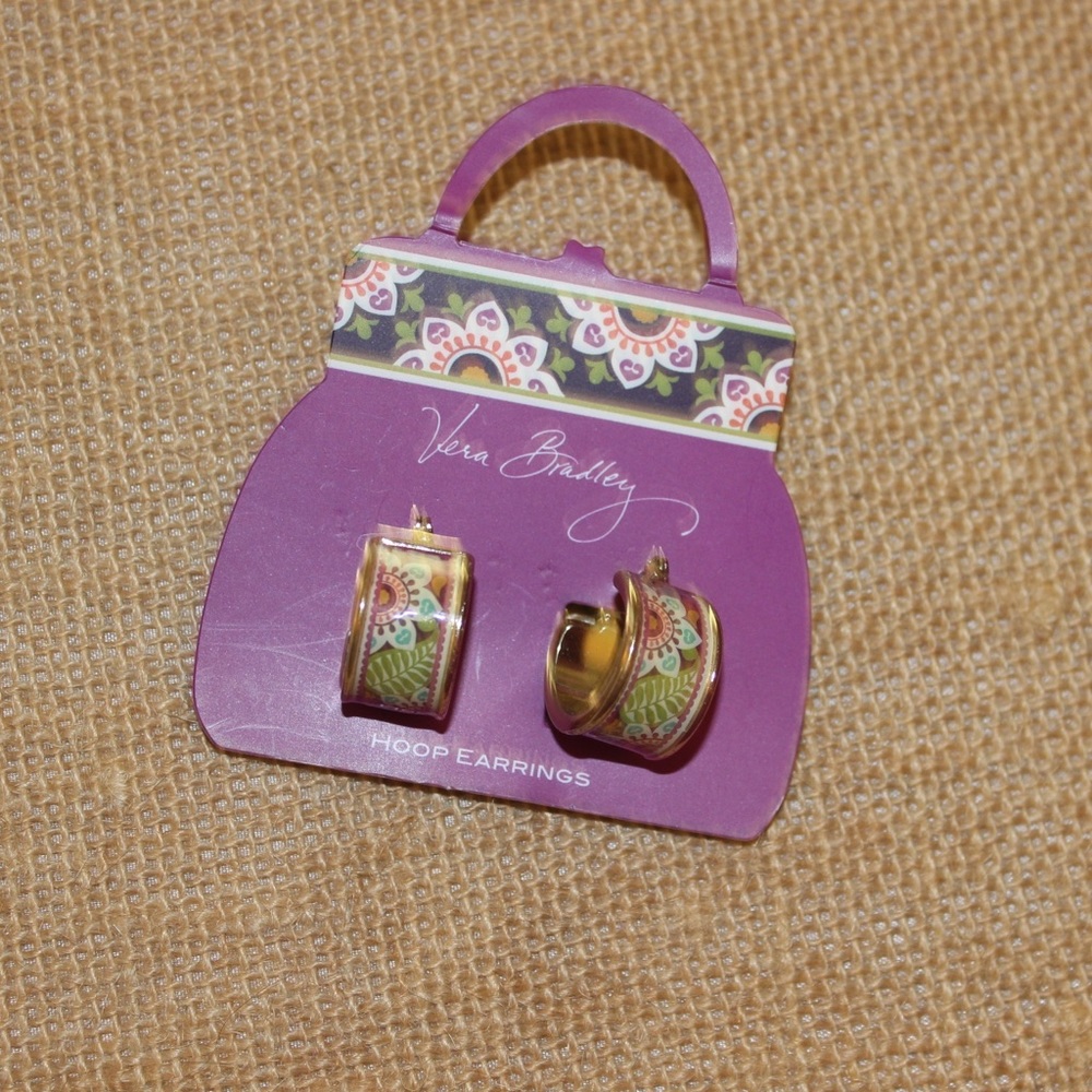 NWT Vera Bradley plum crazy hoop earrings