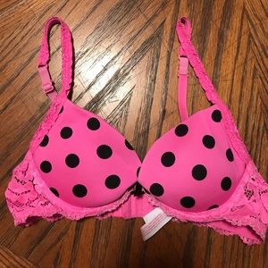 Lace and polkadot bra