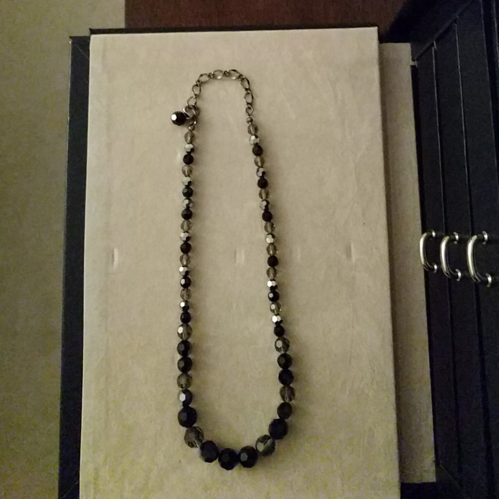 NWOT Macy's Silver, Grey, & Black Beaded Necklace