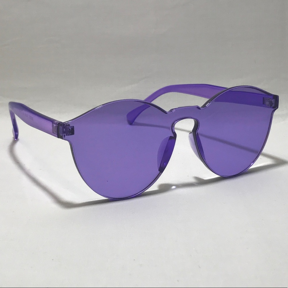 Purple Single Piece Lens Acrylic Sunglasses - Picture 2 of 3