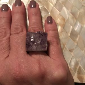 Natural Stone Ring - purple crystal