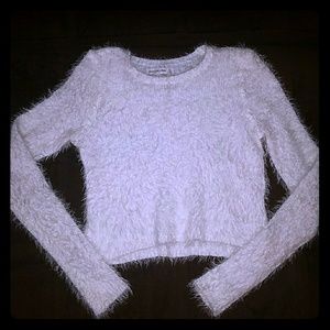Crop fuzzy sweater