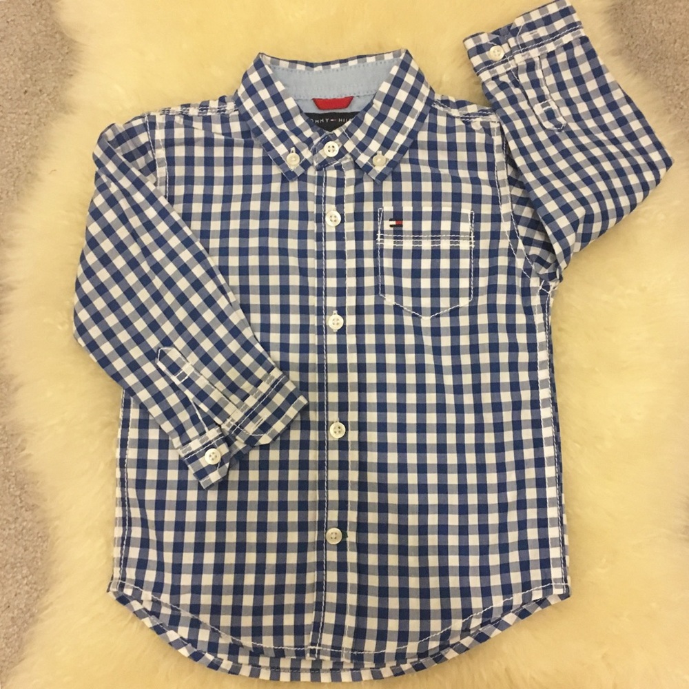 NWOT Tommy Hilfiger Blue White Gingham Button Down