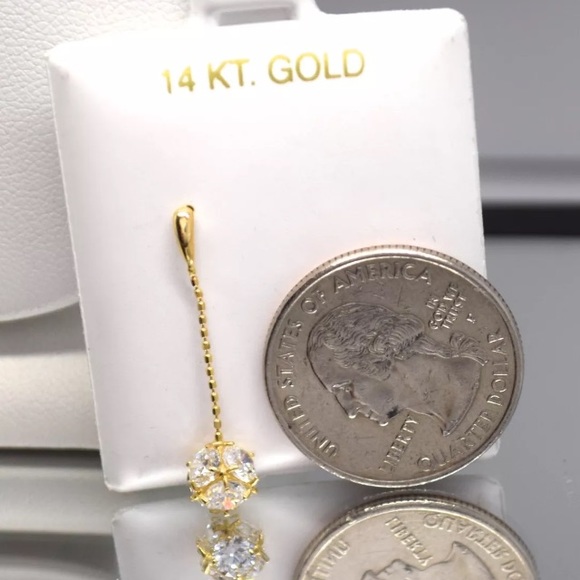 14k Pure Yellow Gold CZ Earrings - Picture 2 of 3