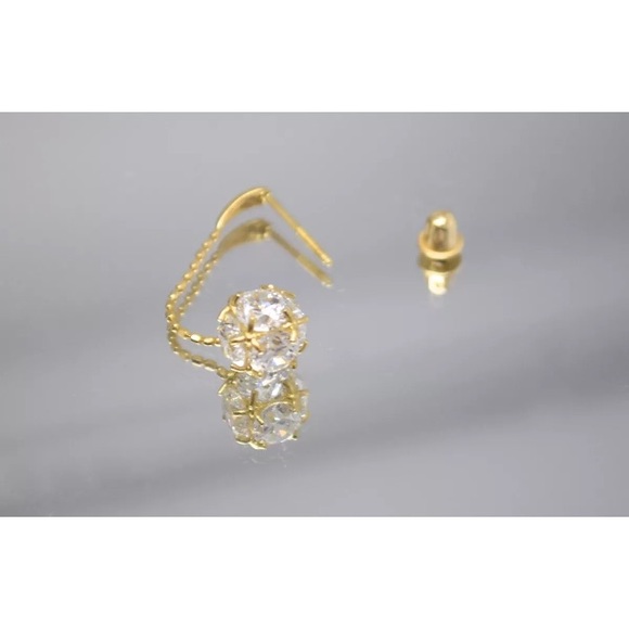 14k Pure Yellow Gold CZ Earrings - Picture 3 of 3