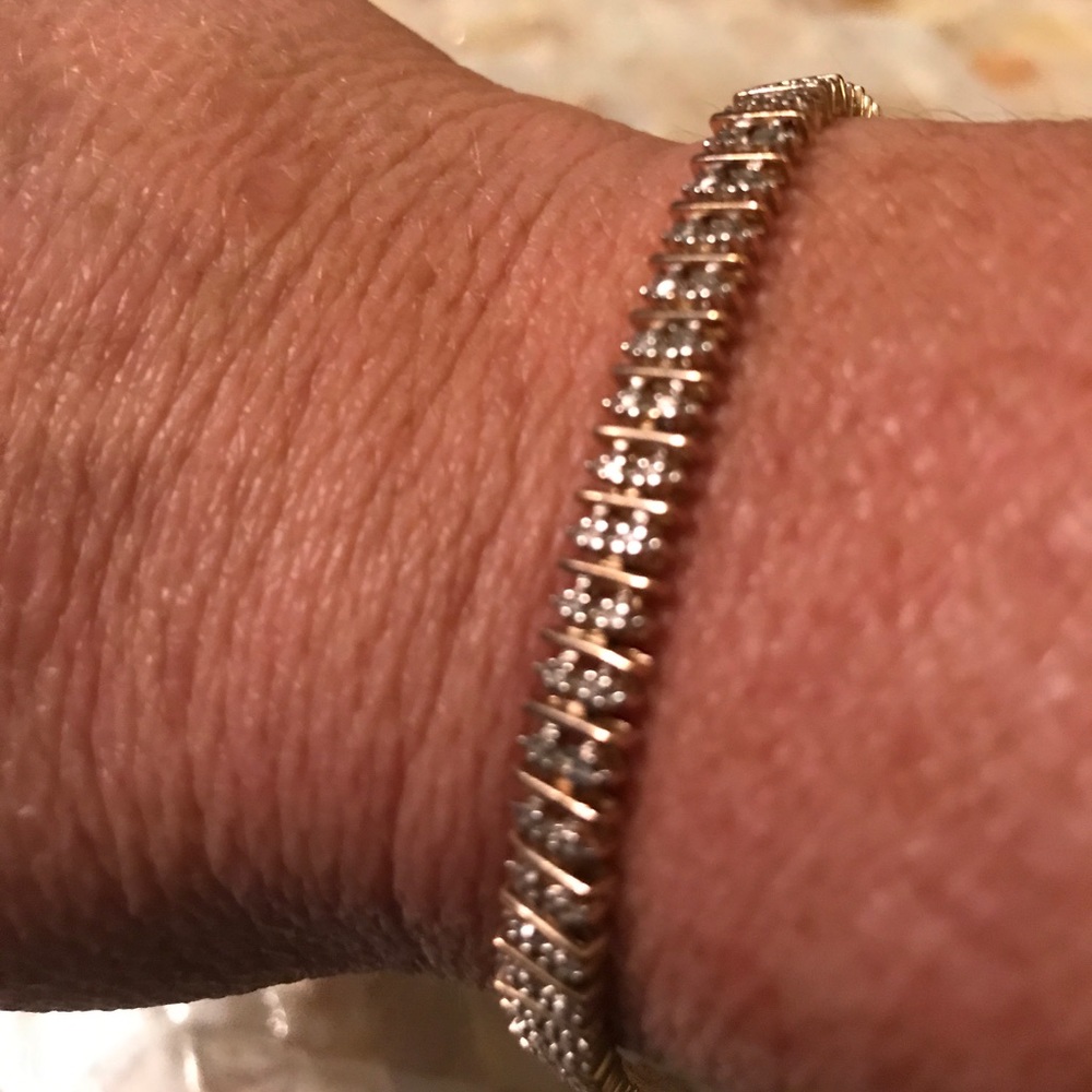 Gold over silver diamond tennis bracelet