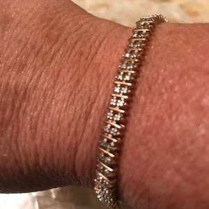 Gold over silver diamond tennis bracelet
