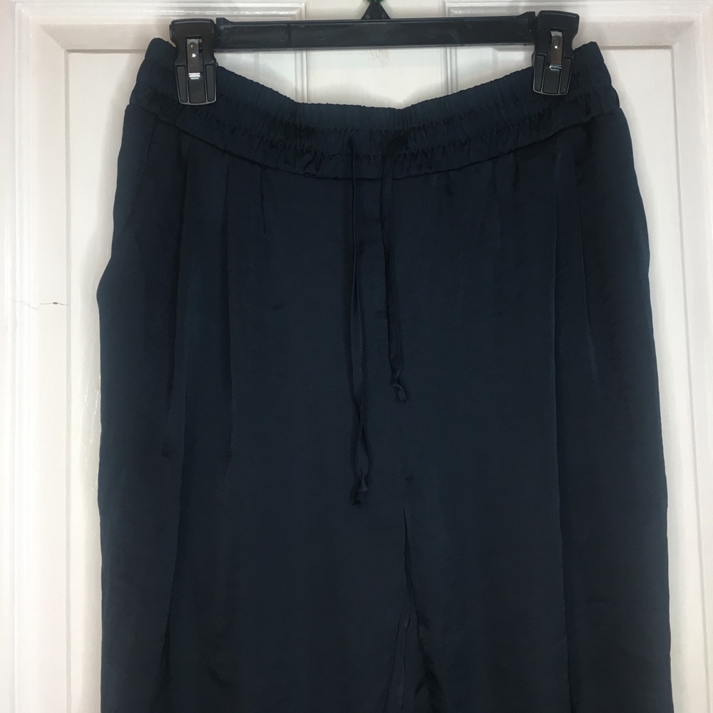 Dark blue, silk dress pants with pockets