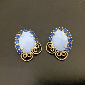 Vintage Julianna blue moonglow and crystal earring