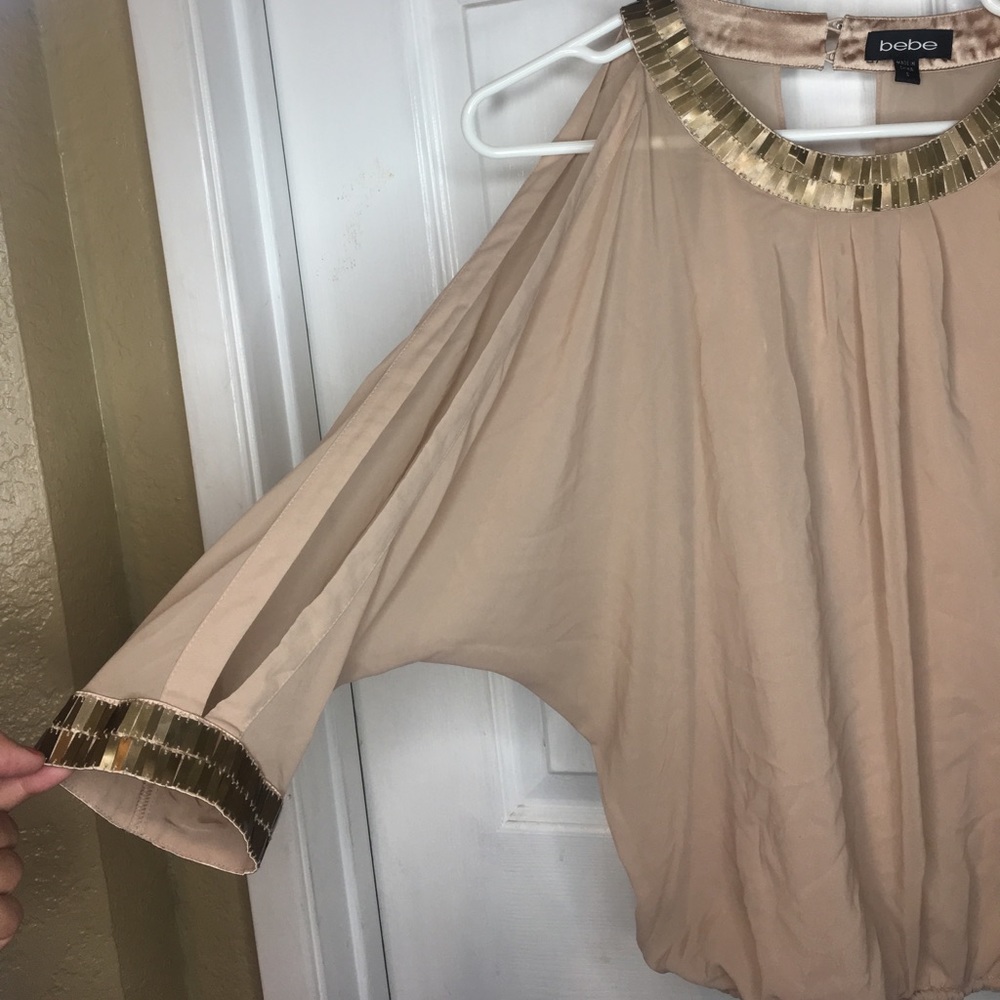 BEBE open sleeve, sheer blouse