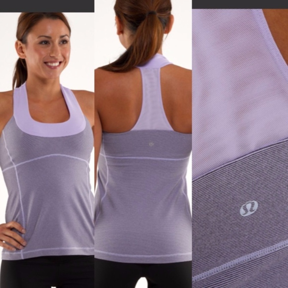 Lululemon Bra Top Size 4 lilac Coal wee stripe