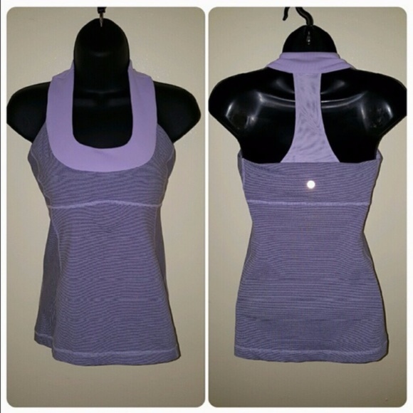 Lululemon Bra Top Size 4 lilac Coal wee stripe - Picture 2 of 8