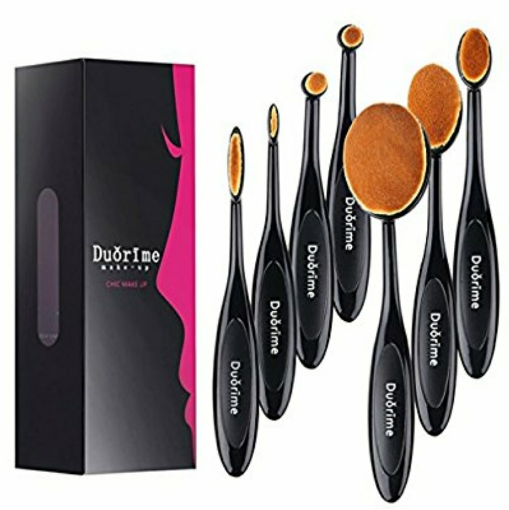 7 PCS Black Oval Brushes Makeup Set