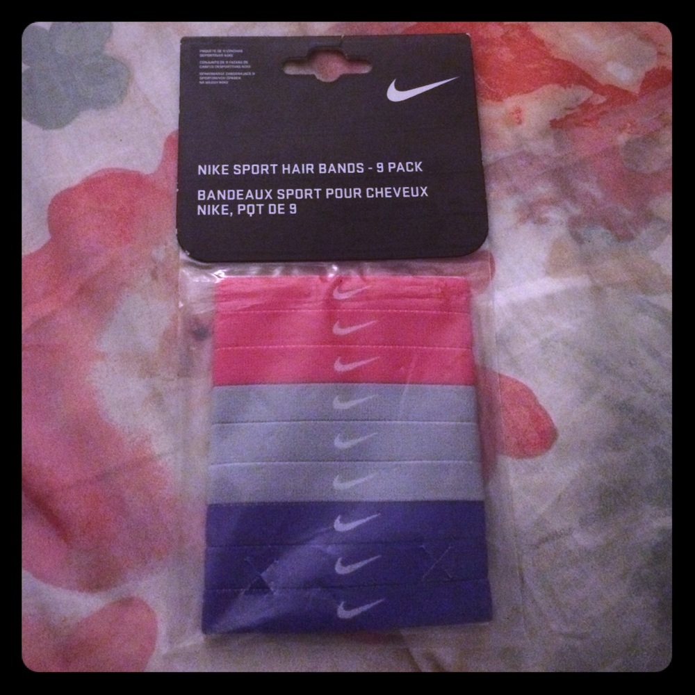 Nike Sport Hair Band ties 9 pack: pink purple grey