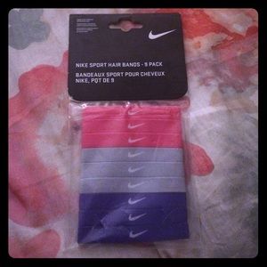 Nike Sport Hair Band ties 9 pack: pink purple grey