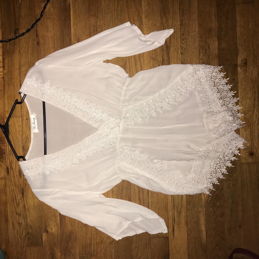 Yi Thang white embroidered romper