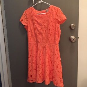 Charlotte Ruse Floral lace orange dress L