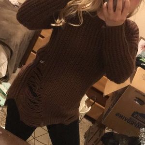 Distressed maroon sweater