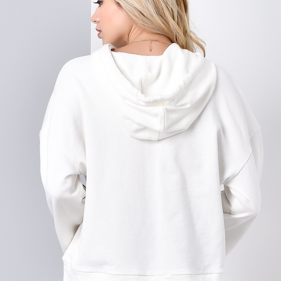 French Terry Hoodie with Embroidered Sleeves - Picture 4 of 5