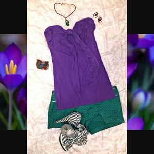 Green polka dot shorts