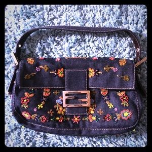 Fendi Denim Beaded Baguette - Collectors Edition