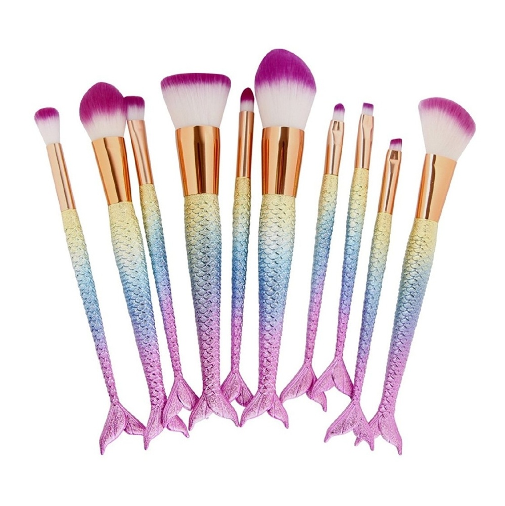 10pcs Mermaid Makeup Brush Set 