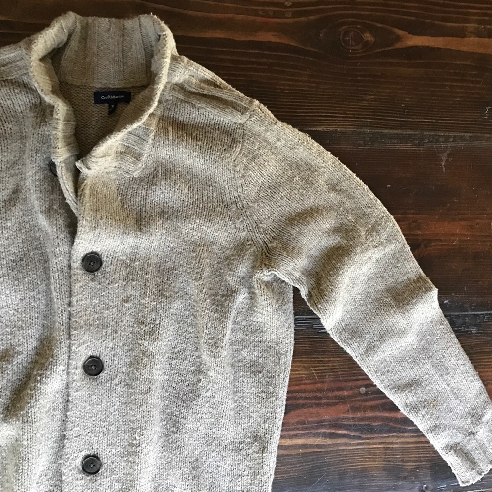 Men's Knit Cardigan Sweater (Beige, Men's Medium)