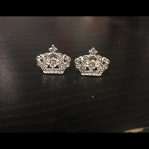 tiara sparkly stud earrings and butterfly backing