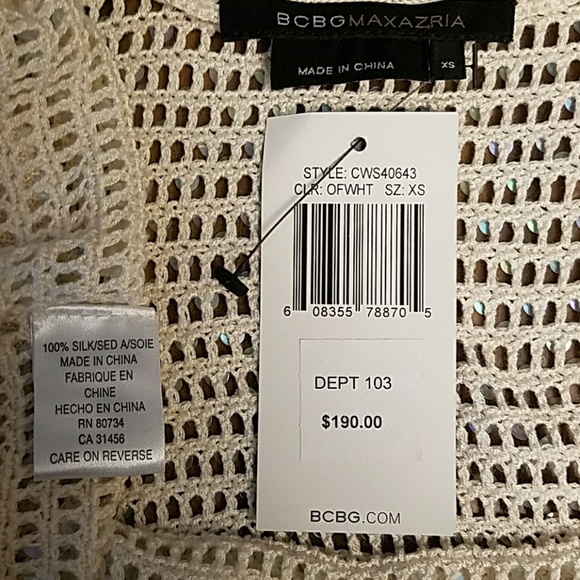 BCBG MAXAZRIA *NWT Cream sequin loose knit shawl - Picture 4 of 5