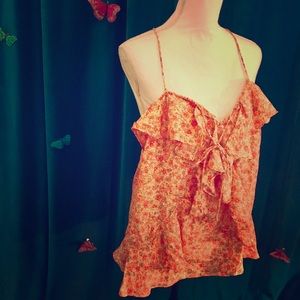 BANANA REPUBLIC Orange Floral Print Silk Cami XL BANANA REPUBLIC Orange Floral Print Silk Cami XL