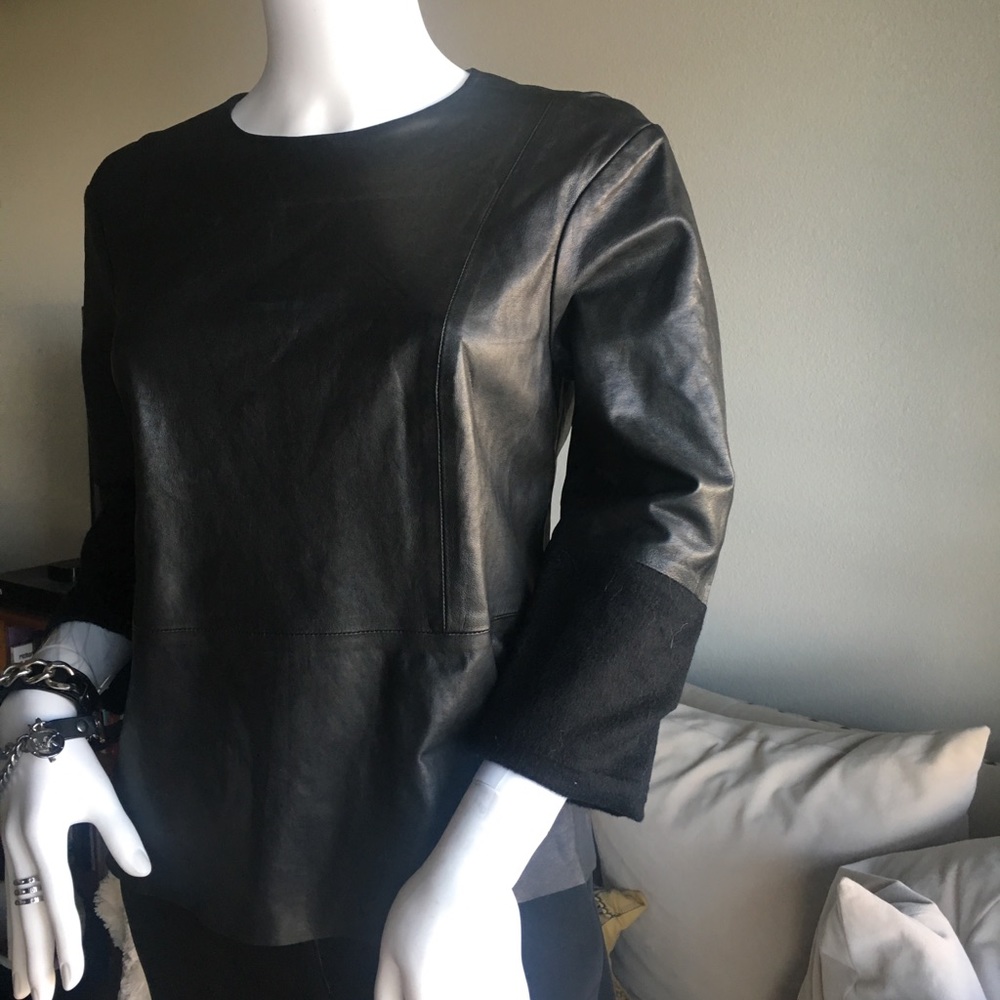 J Brand black leather top.