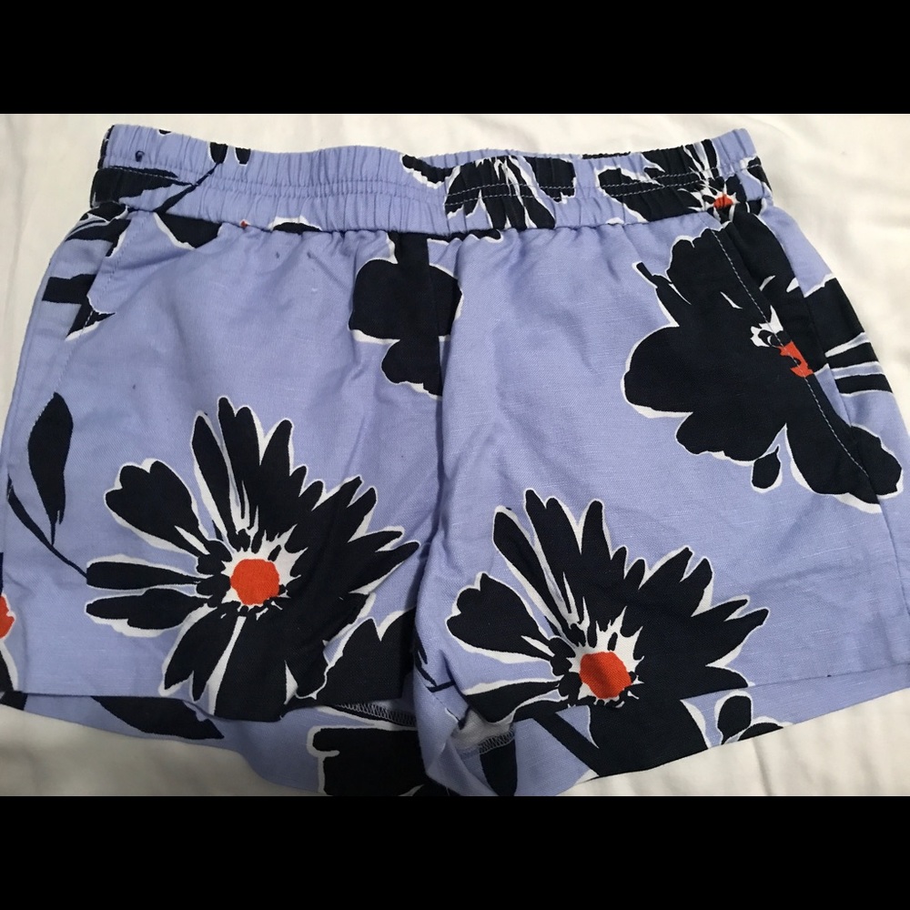 JCrew Blue Floral Linen Shorts