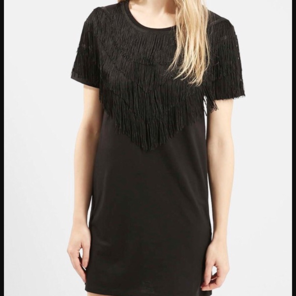 Topshop fringe t shirt dress