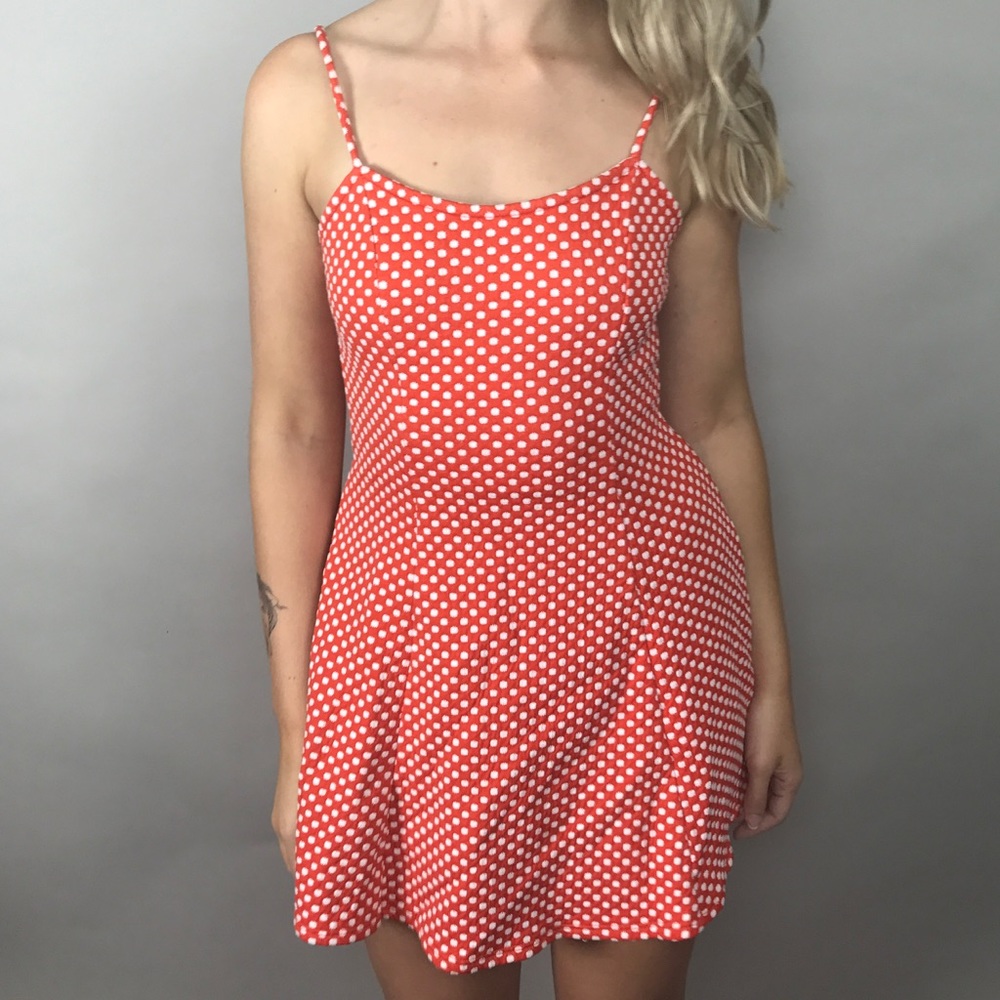 Lolita red white polka dot skater dress