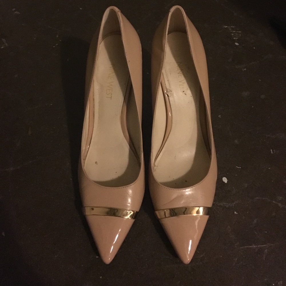 Nine West Nude Cap Toed Pumps