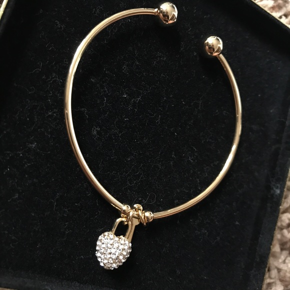 18k gold plated bangle, Swarovski charms - Picture 2 of 3