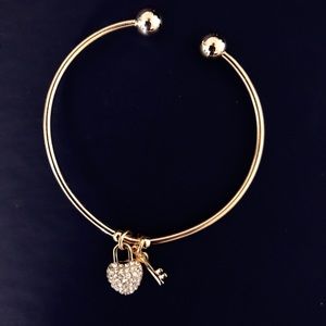 18k gold plated bangle, Swarovski charms