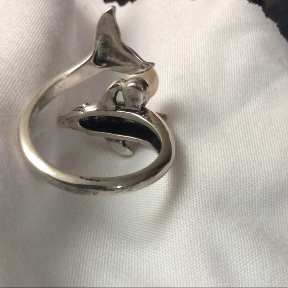 Sterling Silver Dolphin 🐬 with Pearl Ring - Picture 5 of 7
