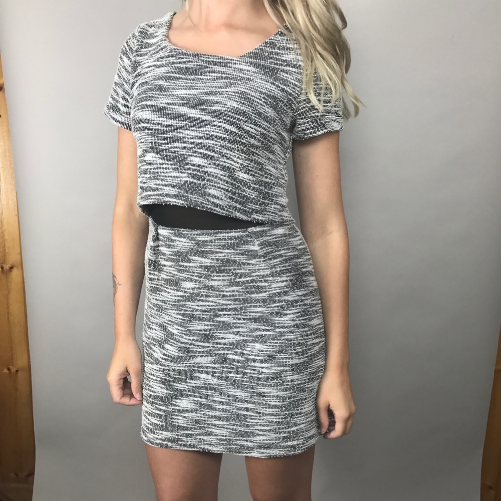 Black white sexy trendy office dress