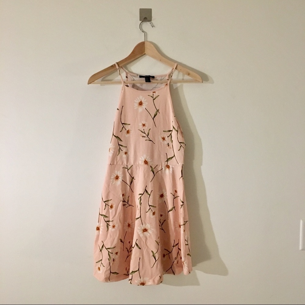 Forever21 Baby Pink Summer Flower Swing Mini Dress