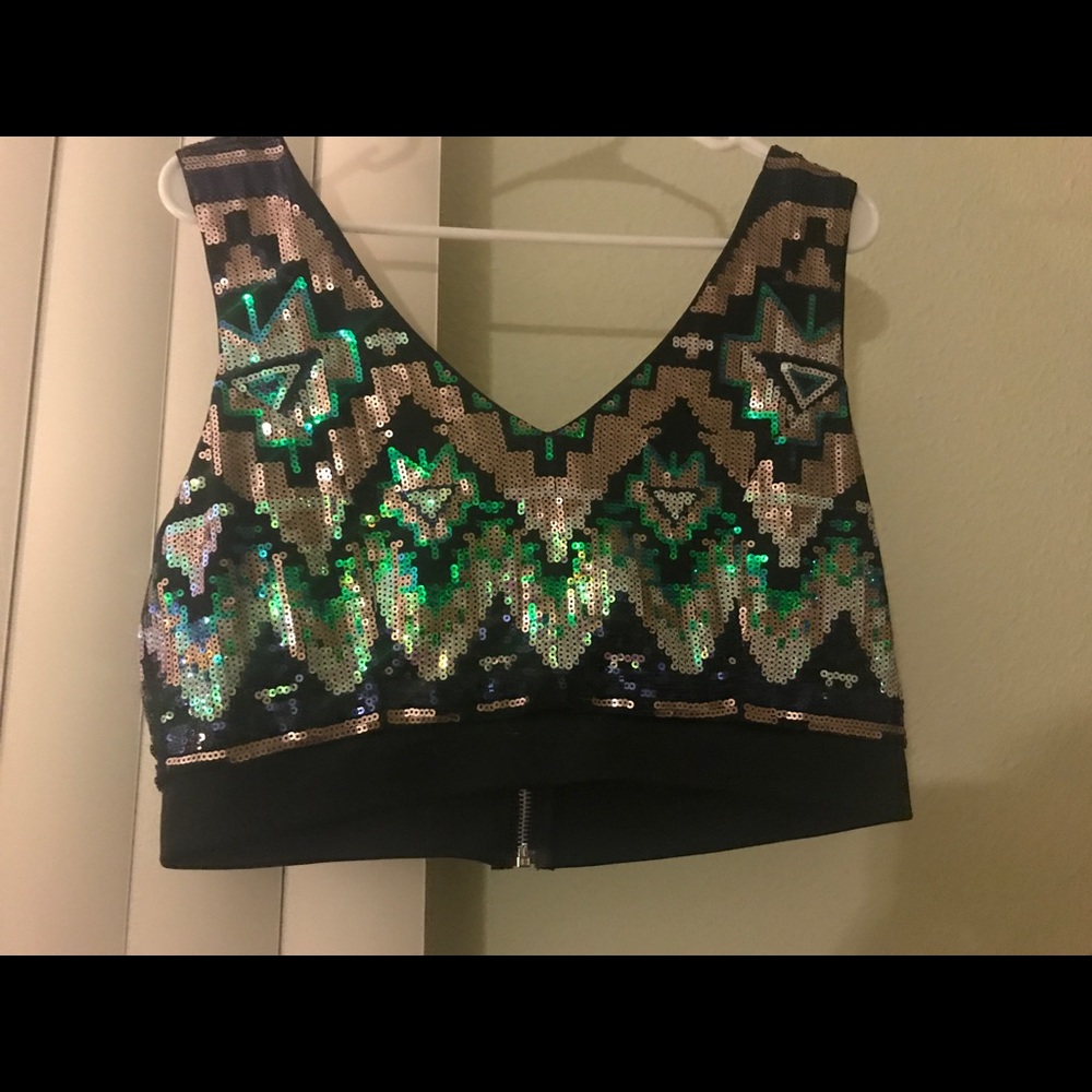 Sparkly sequence crop top and skirt worn once