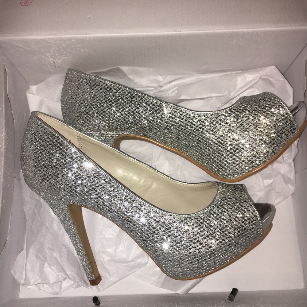 Silver Aldo heels