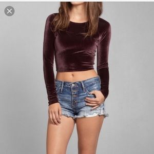 A&F Long Sleeve Velvet Crop Top