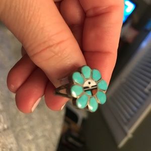 Sterling silver Zuni turquoise ring.