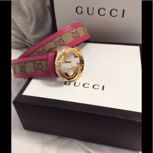 Women's Pink Gucci Belt & Gold Buckle